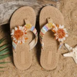 Women’s fashion trend accessory Sunflower anti-slip wear soft sole flat flip flops