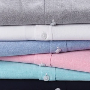 100% Pure Cotton Oxford Shirt For Men’s Short Sleeve Solid Stripe Leisure Embroidered Horse Social Business Formal Dress Shirts