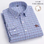 100% Pure Cotton Men Long Sleeve Dress Shirt for Oxford Shirt Men Plaid Striped Work Casual Social Shirts Male Regular-Fit S-6XL