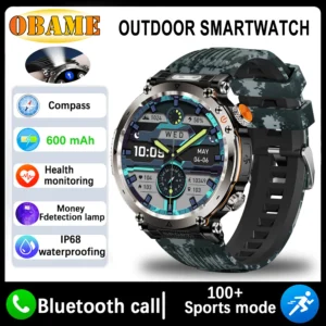 New 5ATM Outdoor Men 600mAh Heart rate IP 68 Sports Smartwatch 2025