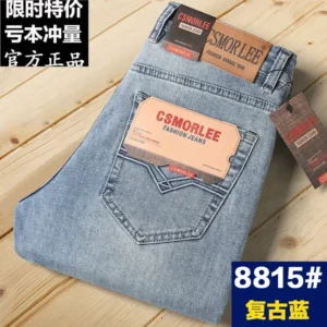 Csmor Lee Men's Jeans Autumn Winter Loose-fit Straight-leg Trendy Pants Casual Denim Trousers Men Classic Stretch Jeans Fashion