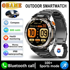 New 5ATM Outdoor Men 600mAh Heart rate IP 68 Sports Smartwatch 2025
