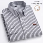 100% Pure Cotton Men Long Sleeve Dress Shirt for Oxford Shirt Men Plaid Striped Work Casual Social Shirts Male Regular-Fit S-6XL