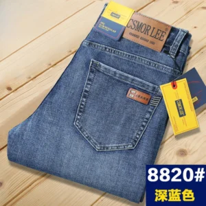 Csmor Lee Men's Jeans Autumn Winter Loose-fit Straight-leg Trendy Pants Casual Denim Trousers Men Classic Stretch Jeans Fashion