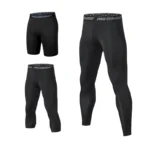 Men’s Leggings Compression Pants Sports Leggings Basketball Quarter Shorts Quick Drying Running Training Stretch Fitness Pants