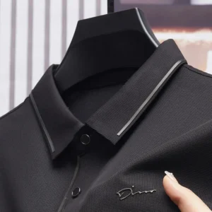Men's Polo Shirt Seamless Premium Luxury Cool Fabric Business Casual Golf Slim Fit Blouse Collar T-shirt