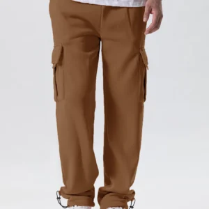 Mens Sweatpants Straight Fit Joggers for Sports and Streetwear Loose Oversized Drawstring Long Pants Men Multi-pocket Pants