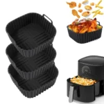 Reusable Air Fryer Silicone Liners Square Non Stick Basket Mat for 4-7QT Air Fryer Oven Microwave Baking Airfryer Accessories