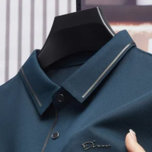 Men's Polo Shirt Seamless Premium Luxury Cool Fabric Business Casual Golf Slim Fit Blouse Collar T-shirt