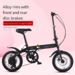Foldable 12-inch variable-speed compact bicycle for adults, lightweight and portable, suitable for both boys and girls.