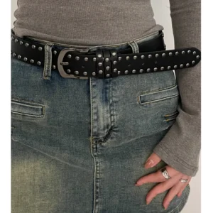 Belt Women's Jeans tie-in Ladies' belt fashion personality Rivet Belt senior black fashion