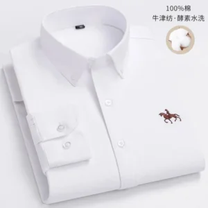 100% Pure Cotton Men Long Sleeve Dress Shirt for Oxford Shirt Men Plaid Striped Work Casual Social Shirts Male Regular-Fit S-6XL