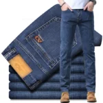 Spring Men’s Light Blue Slim Jeans Stylish Casual Stretch Fabric Denim Pants Classic Trousers Smoke Gray