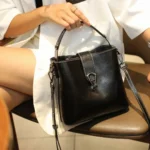 Real Oil Wax Leather Women’s Bucket Bag Casual and Simple Handbag Large Capacity Ladies Cowhide Fashionable Crossbody Tote Bag