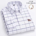100% Pure Cotton Men Long Sleeve Dress Shirt for Oxford Shirt Men Plaid Striped Work Casual Social Shirts Male Regular-Fit S-6XL