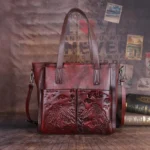 MOTAORA Vintage Genuine Leather Handbag for Women Handmade Embossed Tote Bag Casual Shoulder Bag Purse 2025 Trendy Designer