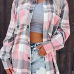 Plaid Print Simple Shirt, Casual Button Front Long Sleeve Shirt, Women’s Clothing
