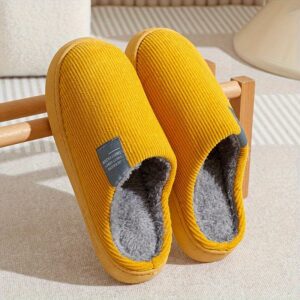 [Soft Plush House Shoes] Plush Women's & Unisex Slip-On Slippers | Non-Slip Rubber Sole, Winter Warm Indoor House Shoes, Soft Cushioned Footbed | Multi-Color (Pink, Blue, Grey, Brown, Green, Yellow, Orange) for Home, Postpartum Care