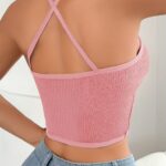 Women’s Sexy Mesh Vest – Slim Fit Halter Neck Cross-Back Top with Adjustable Hanging Neckline, Vibrant Orange  Black | Layering