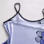 Butterfly Print Pajama Set, Lettuce Trim Cami Top & Elastic Waistband Shorts, Women’s Sleepwear & Loungewear