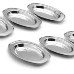 Stainless Steel Round Plate Serving Sabji Rice Chat-Set of 6 Pcs Non-Toxic Eco-Friendly Food Grade Oven & Dishwasher Safe