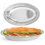 Stainless Steel Round Plate Serving Sabji Rice Chat-Set of 6 Pcs Non-Toxic Eco-Friendly Food Grade Oven & Dishwasher Safe