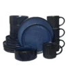 Kiln-fired blue glaze 16pcs set + round handle