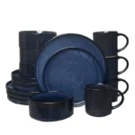 European American Style Creative Light Luxury Modern Ceramic Plates Cups Black Glazed Bowls Dishes Complete 16-piece Dinnerware