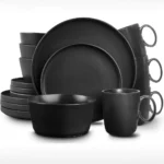 European American Style Creative Light Luxury Modern Ceramic Plates Cups Black Glazed Bowls Dishes Complete 16-piece Dinnerware