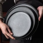 Charger Modern Restaurant Black Ceramic Dinner Dish and Dinner Plate