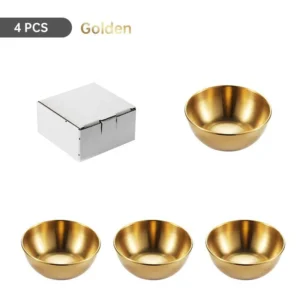 4pcs 8.2cm Diameter Stainless Steel Condiment Portion Cups Appetizer Plates Soy Sauce Bowl Serving Saucer Dish Dipping Sauce Cup