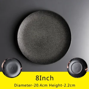 Charger Modern Restaurant Black Ceramic Dinner Dish and Dinner Plate
