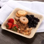 Unbreakable Eco Bamboo Disposable Dinner Plates 8 inch Round/Square with Spoon for Parties Picnics Camping