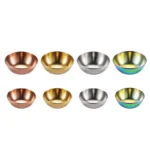 4pcs 8.2cm Diameter Stainless Steel Condiment Portion Cups Appetizer Plates Soy Sauce Bowl Serving Saucer Dish Dipping Sauce Cup