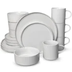 European American Style Creative Light Luxury Modern Ceramic Plates Cups Black Glazed Bowls Dishes Complete 16-piece Dinnerware