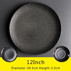 Charger Modern Restaurant Black Ceramic Dinner Dish and Dinner Plate