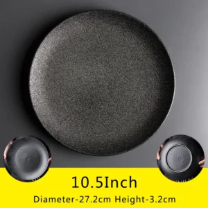 Charger Modern Restaurant Black Ceramic Dinner Dish and Dinner Plate