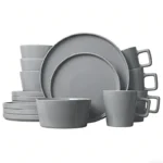 European American Style Creative Light Luxury Modern Ceramic Plates Cups Black Glazed Bowls Dishes Complete 16-piece Dinnerware