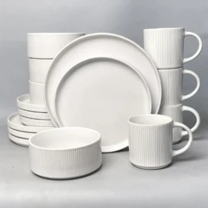 European American Style Creative Light Luxury Modern Ceramic Plates Cups Black Glazed Bowls Dishes Complete 16-piece Dinnerware