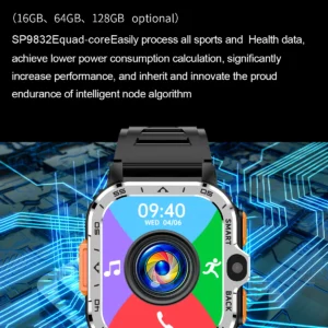 VALDUS 4G Sim Card Android Phone Smartwatch 5G GPS WIFI Black PGD