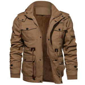 Men's Hooded Winter Jackets Plush Thickened Coat Autumn Large Tactical Cotton Medium And Long Work Clothes Bomber Tactical Coats