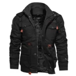 Men’s Hooded Winter Jackets Plush Thickened Coat Autumn Large Tactical Cotton Medium And Long Work Clothes Bomber Tactical Coats