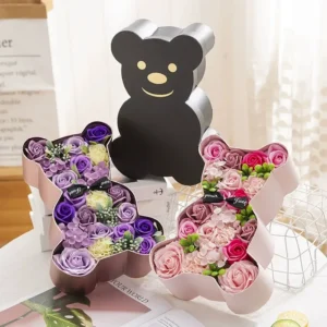 Rose Bear Box Valentine's Day Mother's Day Gift Soap Rose Bear Box Artificial Flower Holiday Gift