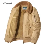 DIMUSI Winter Men’s Bomber Jacket Casual Male Outwear Fleece Fur Collar Warm Coats Fashion Retro Military Jackets Man Clothing