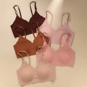 Laser Cut Seamless Wireless Push Up Bra Basic Crop Top Por Mayor Padded Women Brassier Ice Silk Seamless Bra
