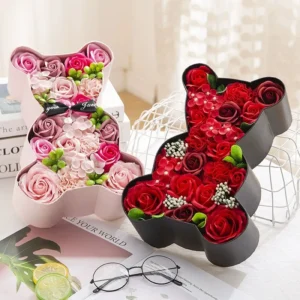 Rose Bear Box Valentine's Day Mother's Day Gift Soap Rose Bear Box Artificial Flower Holiday Gift