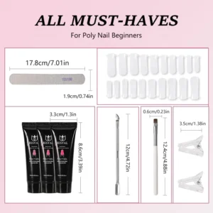 9-Piece Set of Professional Crystal Clear UV Nail Extension Jelly Gel Solid Liquid Lengthening Gel