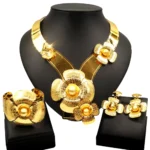 Zhuerrui Luxury Flower Dubai Jewelry Set Good Quality Electroplated Gold Copper Jewellery Sets Fashion Mother’s Day Gift NH00035