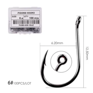 Aorace 40-100pcs/Box Fishing Hook Iseama Circle Carp Eyed Fishing Hook Size 2-22# Ring eye Japan Fishhooks Single Jig Hook