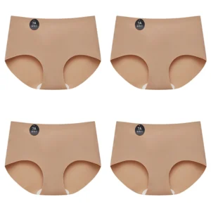 FalllSweet 4PCS Seamless Panties for Woman Ice Silk Underwear Soft Thin Briefs Women's Underpants Fashion Sexy Female Lingerie